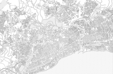 Santo Domingo, Distrito Nacional, Dominican Republic, bright outlined vector map