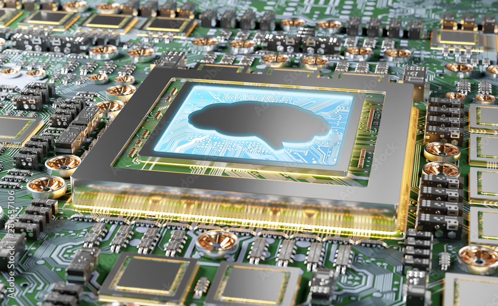 Leinwandbilder artificial intelligence in a modern gpu card 3d rendering