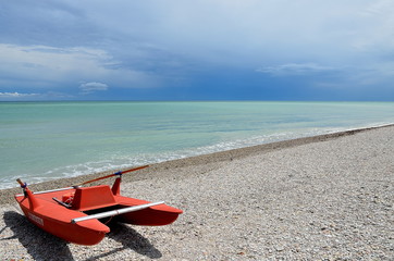 Italian stony beach after a storm