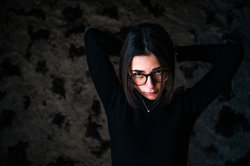 Beauty face woman young beautiful girl Gorgeous female portrait brown hair. Young girl with healthy skin