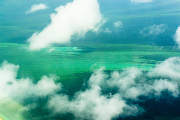 aerial photograph of the Tapajós and Amazon River Water Meeting