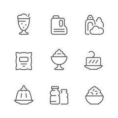 Set line icons of dairy products