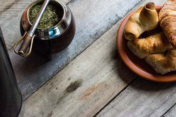 Bakery bills with yerba mate for breakfast or snack