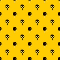 No U turn road sign pattern seamless vector repeat geometric yellow for any design