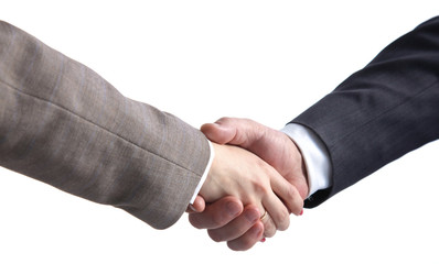 Business people shaking hands, finishing up a meeting