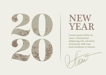 New Year 2020 Luxury Greeting Card Design Template. Beautiful and Elegance Christmas Greeting Card.