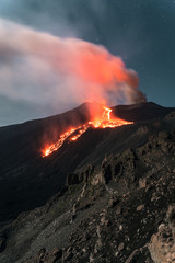 Vertical image of the Volcano Etna eruption