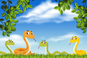 Obraz premium Snakes in nature scene