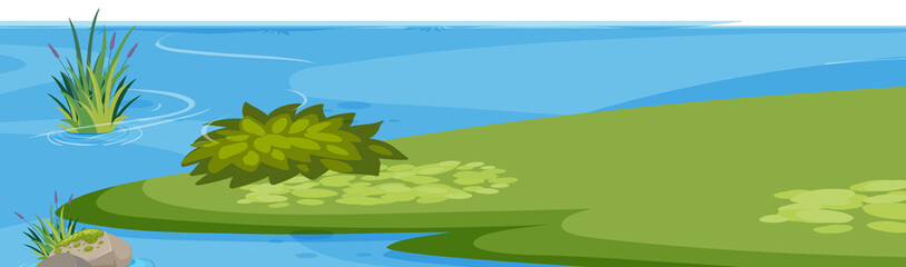 Obraz na płótnie Canvas Landscape background with water and grass