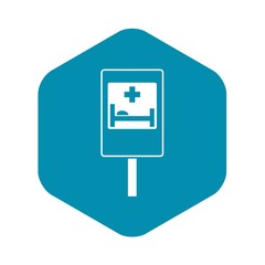 Symbol of hospital road sign icon. Simple illustration of symbol of hospital road sign vector icon for web