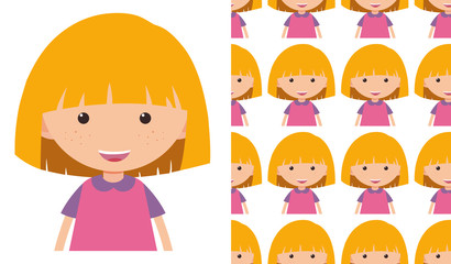 A seamless pattern on white of simple kid characters