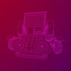Off road dune buggy car. Terrain vehicle. Outdoor car racing, extreme sport concept. Wireframe low poly mesh vector illustration