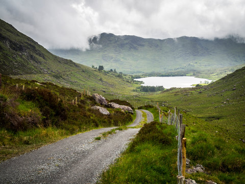 Gravel Road To A Lough In County Kerry Ireland