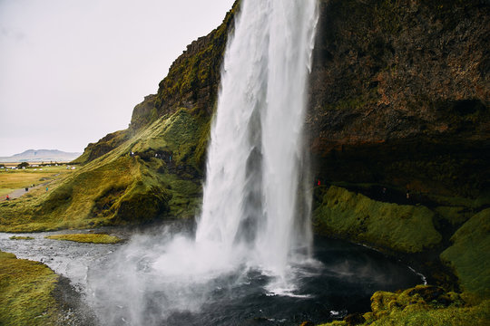 Fantastic Seljalandsfoss waterfall in Iceland during sunny day. © Dima Anikin