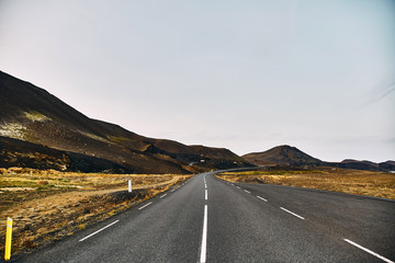 Beautiful road in the incredible landscapes of Iceland