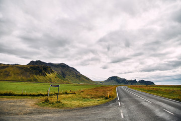 Beautiful road in the incredible landscapes of Iceland