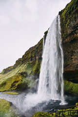 Fantastic Seljalandsfoss waterfall in Iceland during sunny day.
