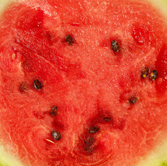 texture of ripe red watermelon with seeds, juicy flesh
