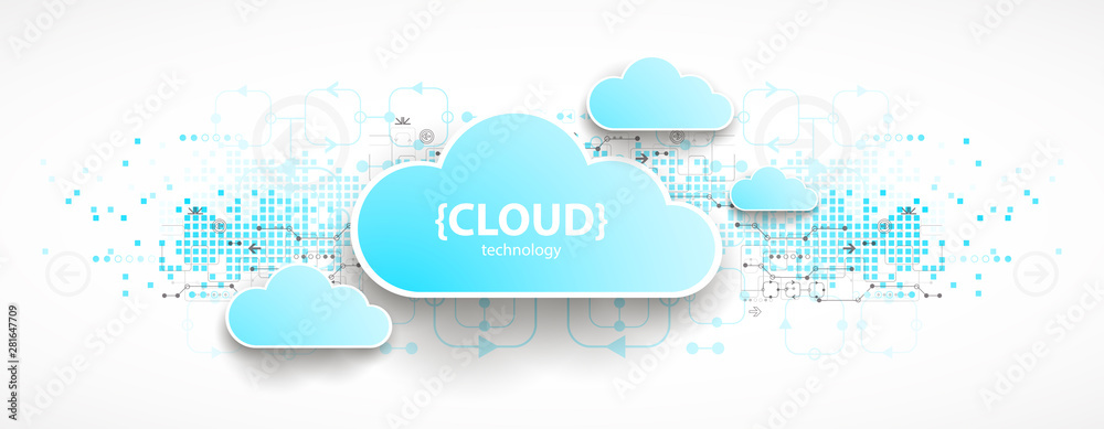 Poster web cloud technology, business abstract background.