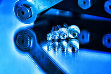 Rivet tongs on mirrored bottom