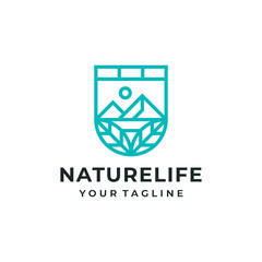 Nature landscape logo and icon design vector.