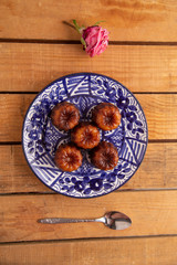 French pastry Caneles de bordeaux rum and vanilla flavor thick caramelized..