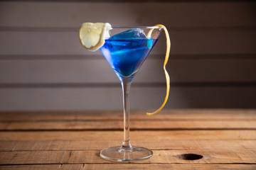 blue lagoon cocktail in glass