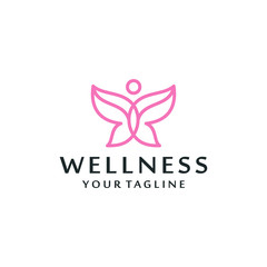 Butterfly wellness logo and icon design vector.