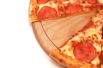 Pepperoni pizza with spicy sausage and cheese