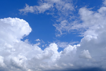 Fototapeta na wymiar sky clouds, blue fluffy clean, clear Cloudscape beautiful white, bright weather light summer