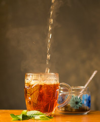 A hot mug of black tea