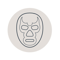 Fototapeta premium Icono plano lineal máscara lucha libre en círculo color gris