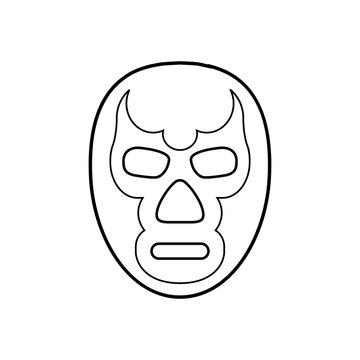 Icono plano lineal máscara lucha libre en color negro