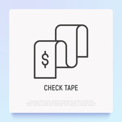 Check tape thin line icon. Modern vector illustration.