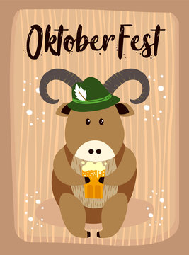 OktoberFest Cartoon Cute Animal Goat October Beer Fest - Ziege Bier Oktober Fest