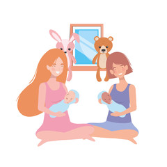 Isolated mothers with babys design