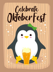 Naklejka premium OktoberFest Cartoon Cute Animal penguin October Beer Festival - Pinguine Bier Oktober Fest