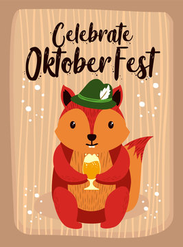 OktoberFest Cartoon Cute Animal Squirrel October Beer Festival - Eichh&ouml;rnchen Bier Oktober Fest