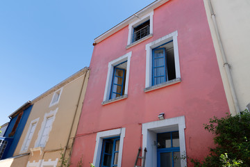 Fototapeta na wymiar trentemoult Rezé colorful houses near Nantes fishing village France