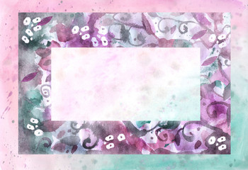 Abstract watercolor frame. Hand painted texture. Poster, card, invitation template. Watercolor  design elements.