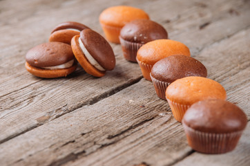 sweet pastries, delicious buns, craft style