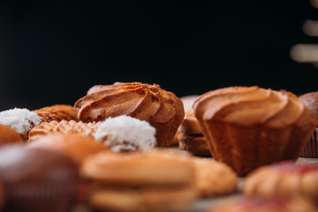 sweet pastries, delicious buns, craft style