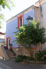 Fototapeta na wymiar blue color houses in Trentemoult in Rezé France