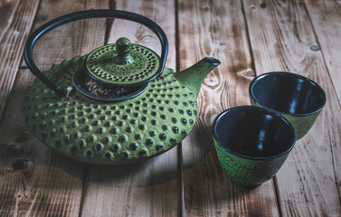 Obraz na płótnie Canvas chinese teapot and cup of tea