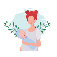 Isolated mother with baby design
