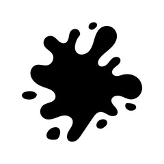 Vector ink splat icon. Paint splash monochrome flat symbol isolated. Spot sign, logo illustration.