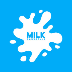 Fototapeta premium Modern poster fresh milk with splashes on a light blue background. Vector illustration in flat minimalistic style