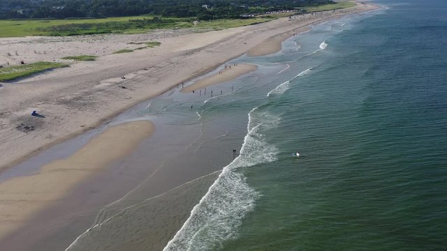 The nutrient-rich waters of the Atlantic Ocean bathe a scenic beach on Cape Cod, Massachusetts. This beautiful area of New England, not too far from Boston, is a popular summer vacation destination.