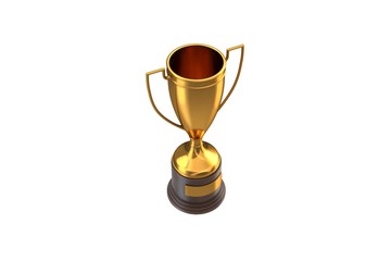 3D render of Gold Trophy Cup isolated on white.