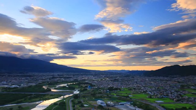 Zoom out of Chikuma River, Ueda City and Uedahara Battlefield, Japan